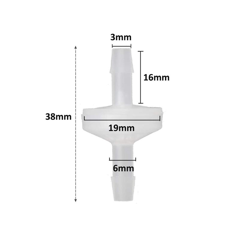 YXCCSE 8 Pcs 1/4" Check Valve, 6mm PVDF One Way Valve Wear-resistant Inline Check Valve for Fuel Gas Water Air - Image 3
